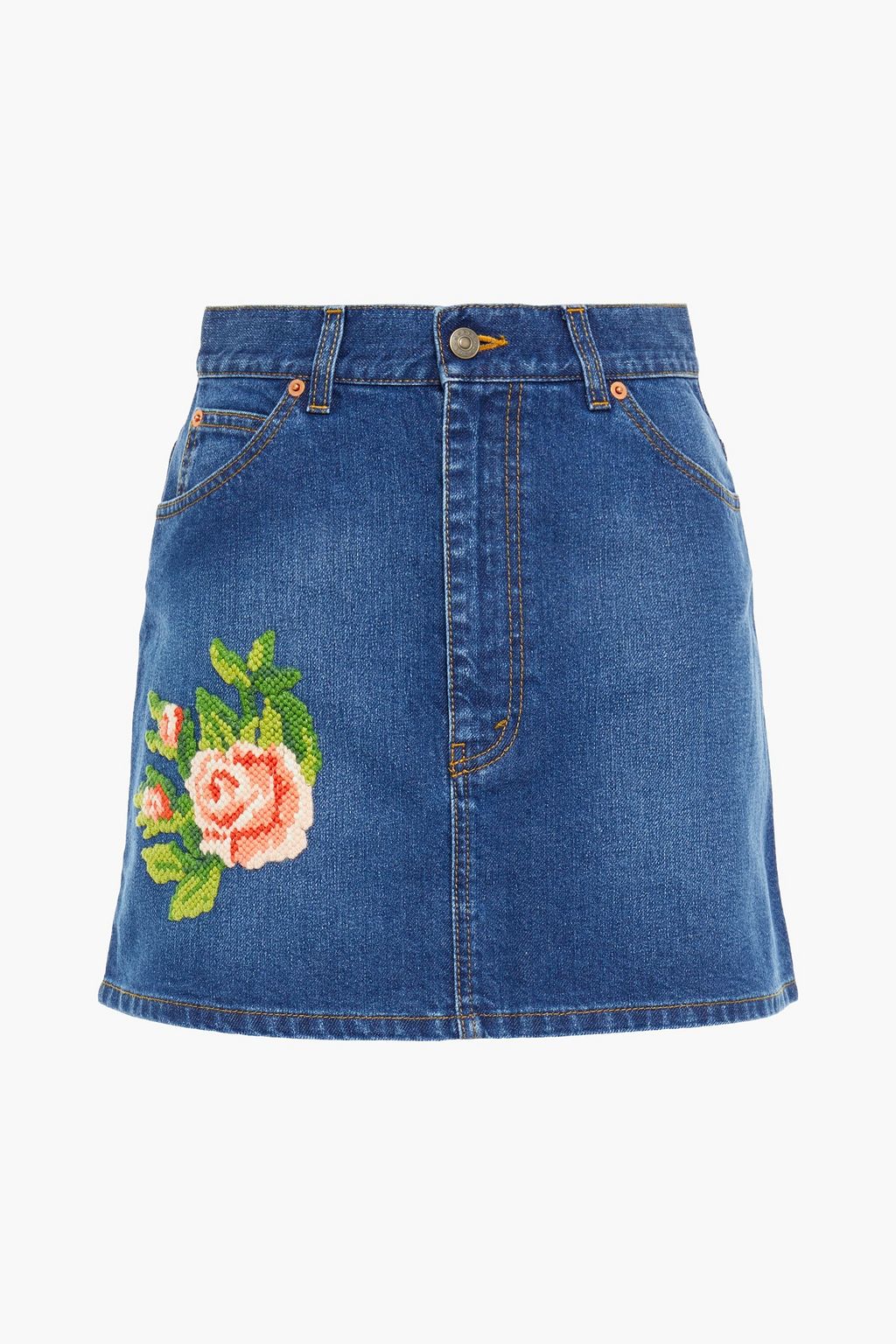 GUCCI Appliquéd denim mini skirt | THE OUTNET