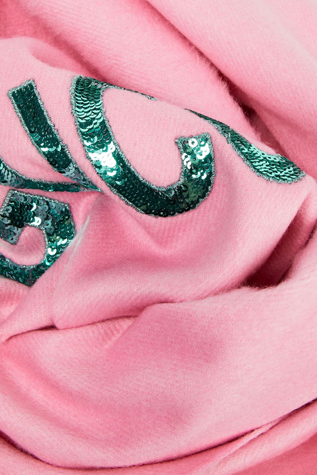 GUCCI Fringed embellished silk and cashmere-blend felt scarf