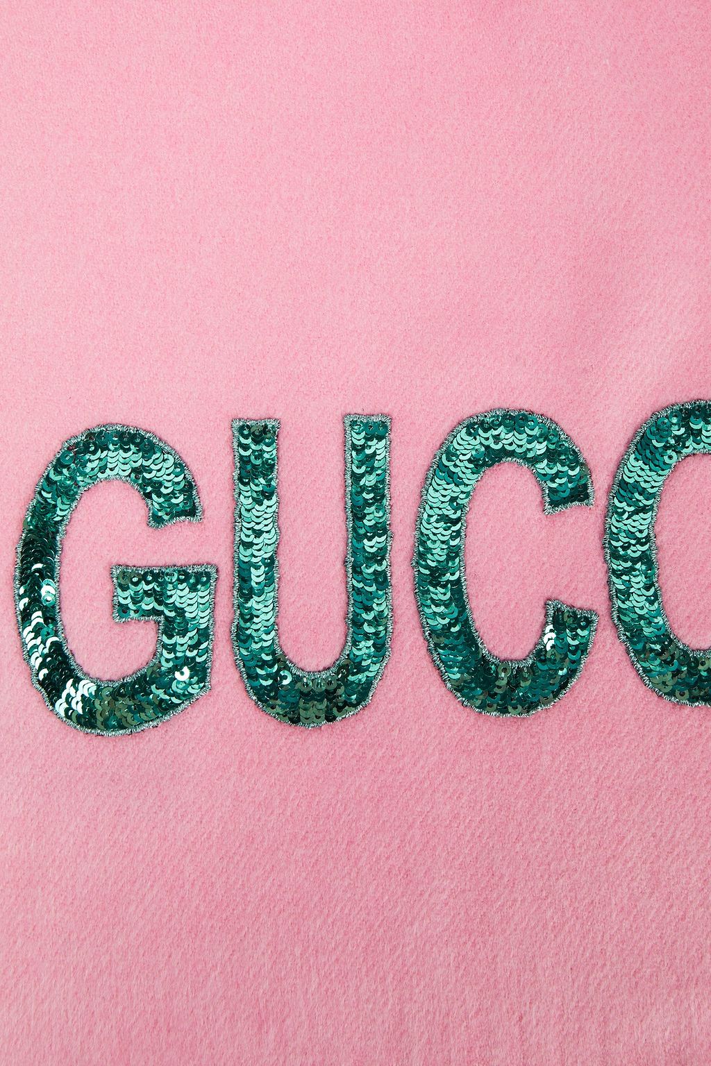 GUCCI Fringed embellished silk and cashmere-blend felt scarf
