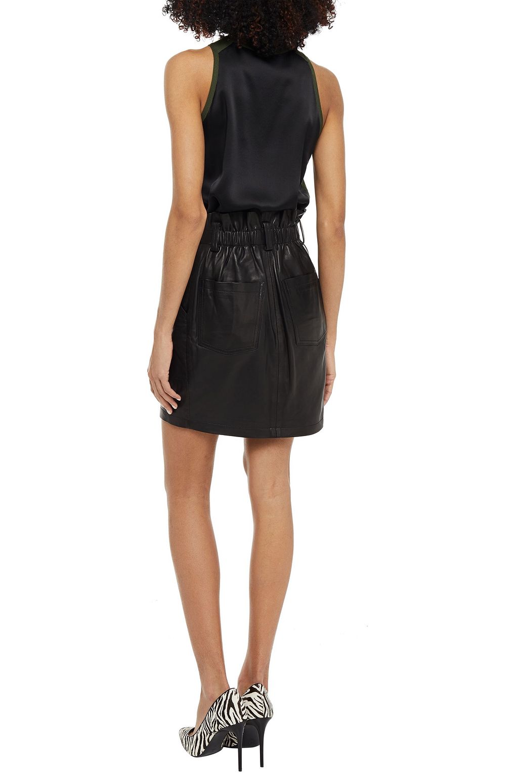 IRO Fuzi gathered leather mini skirt