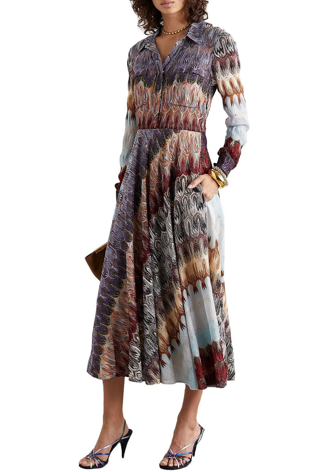 MISSONI Metallic crochet-knit midi dress