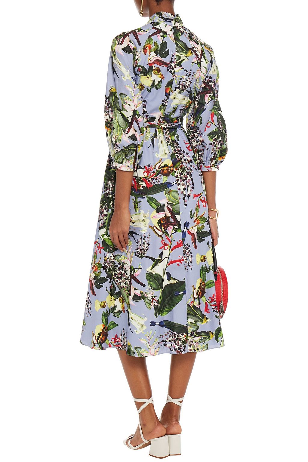 ERDEM Adrienne belted floral-print cotton midi dress