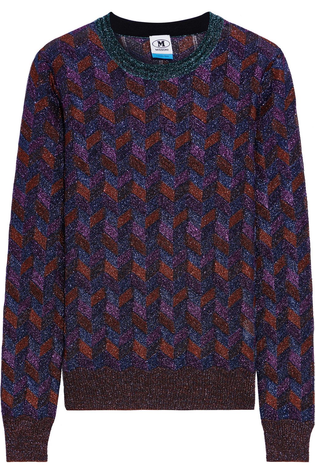 Metallic crochet knit sweater dark purple One Size