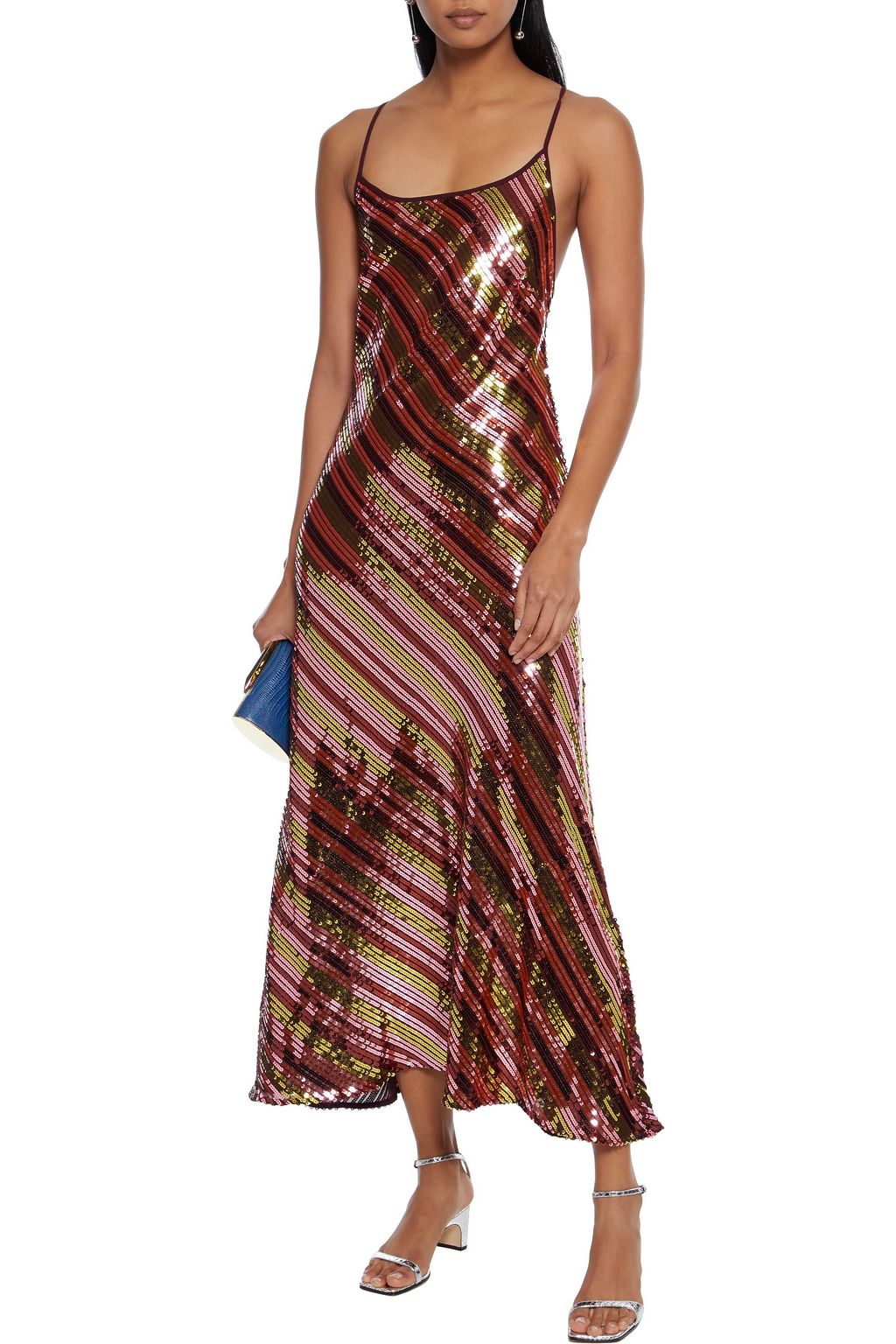RIXO Sylvie open-back sequined chiffon maxi slip dress