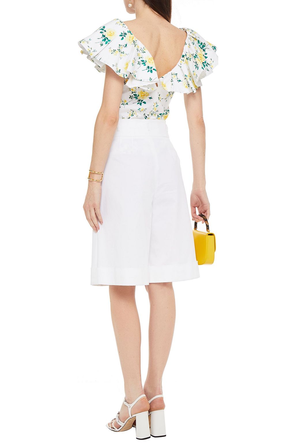 PHILOSOPHY DI LORENZO SERAFINI Ruffled floral-print cotton-poplin top