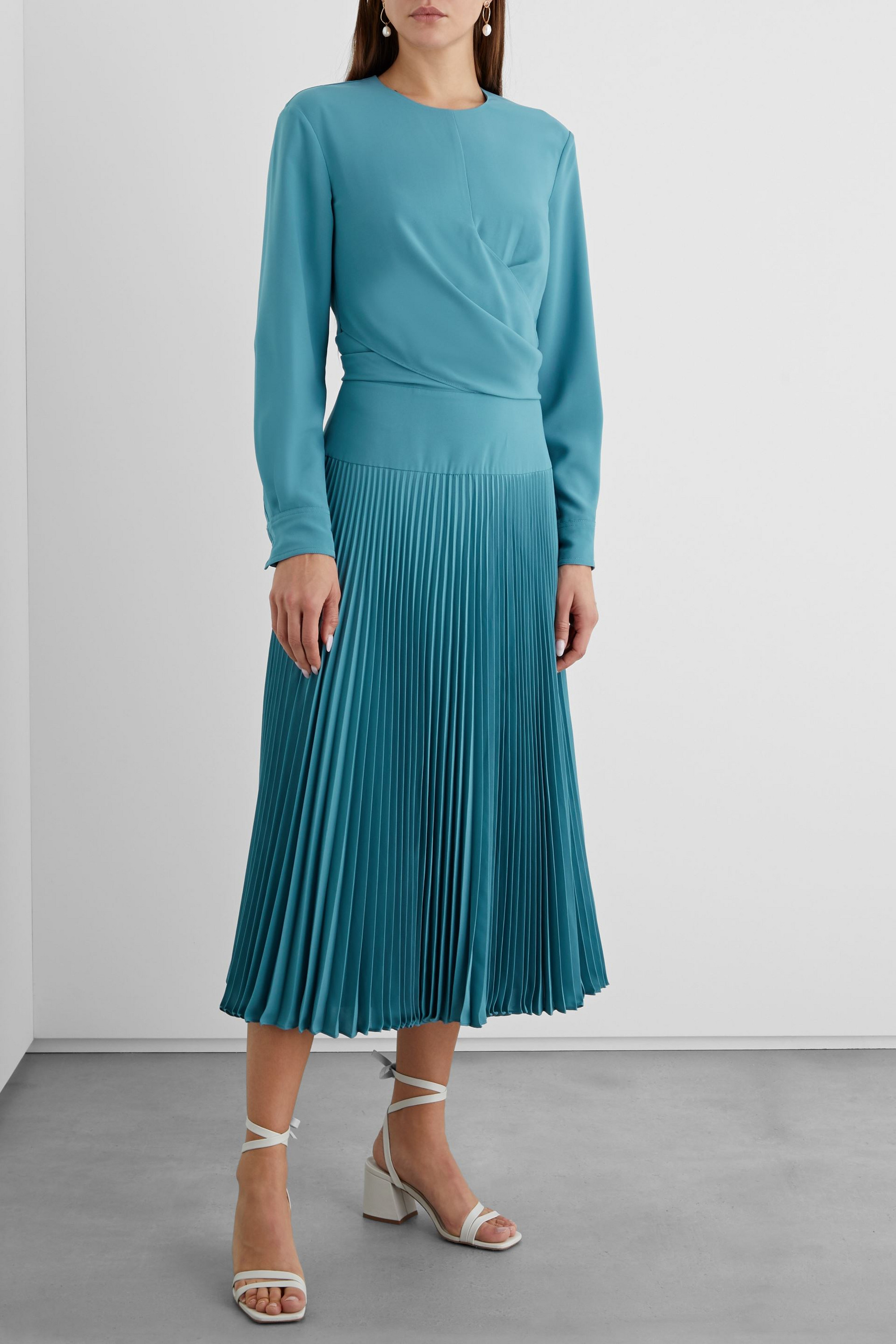 IRIS & INK Bridget pleated crepe midi dress