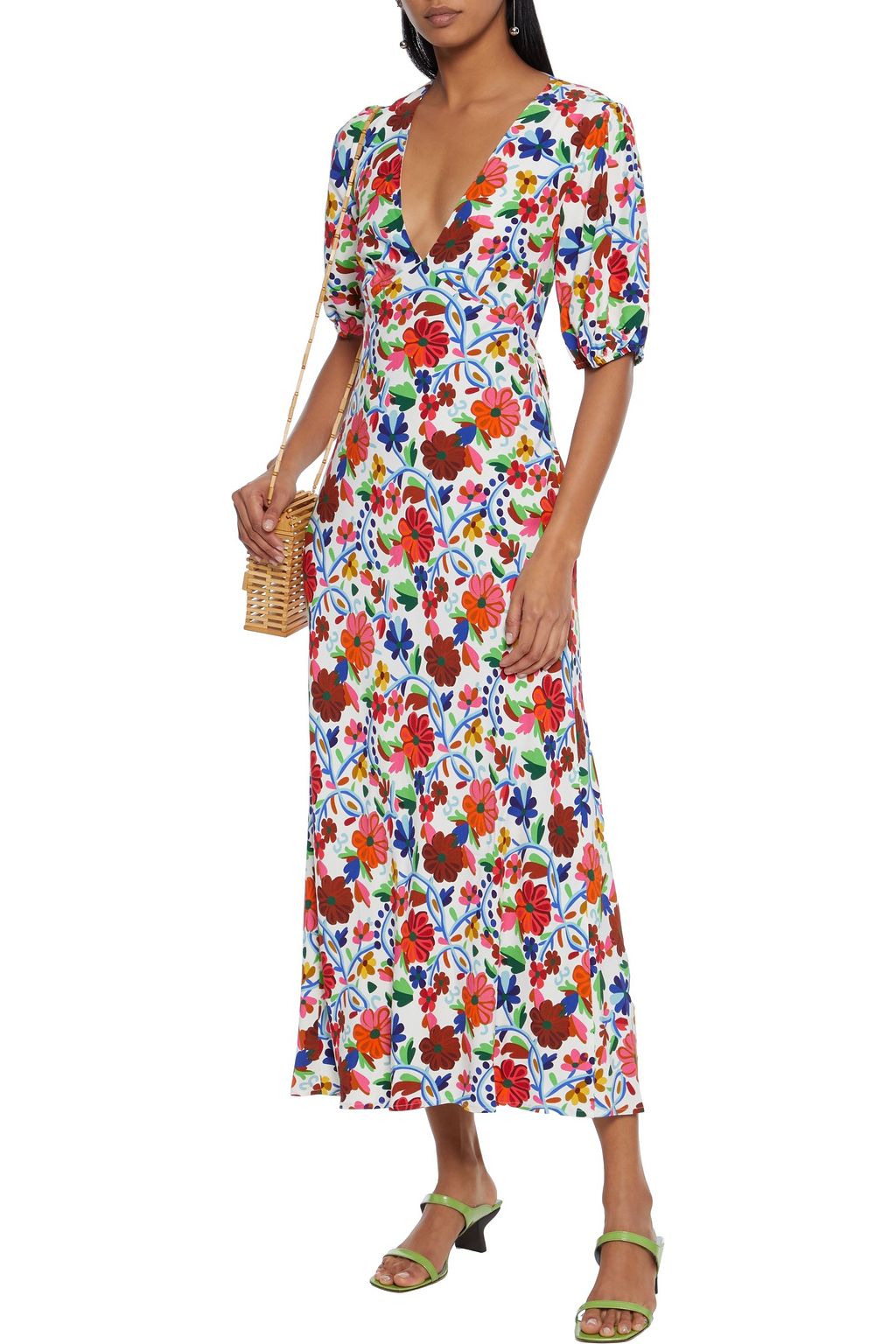 RIXO Steph tie-back floral-print crepe midi dress
