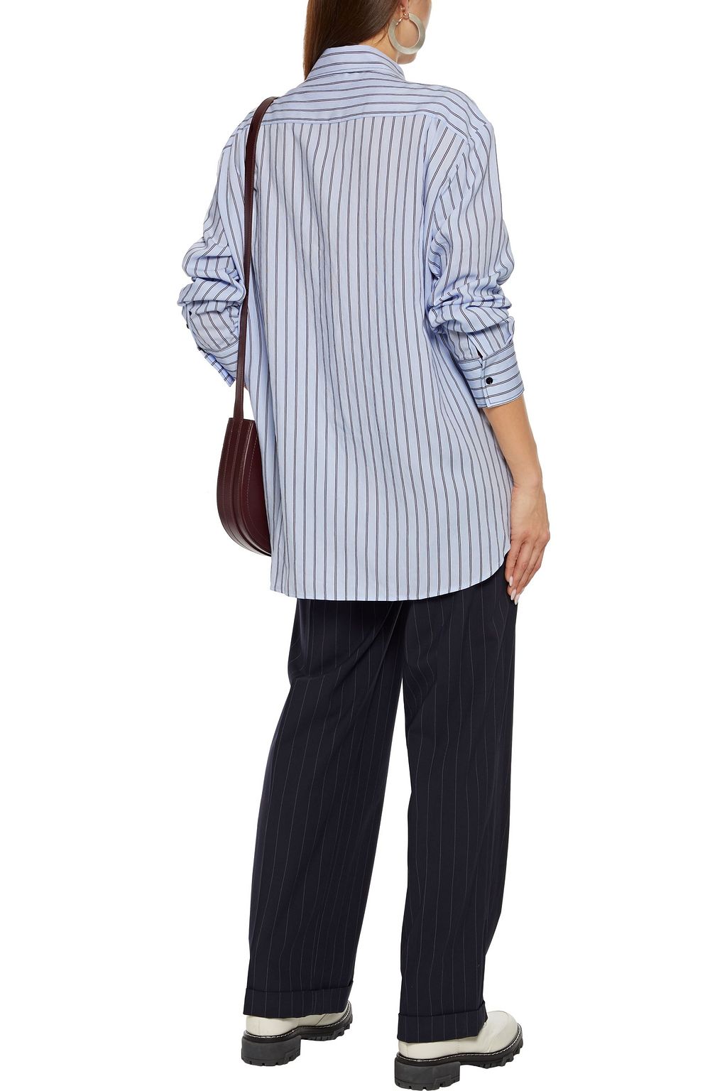 SANDRO Viala embellished striped poplin shirt