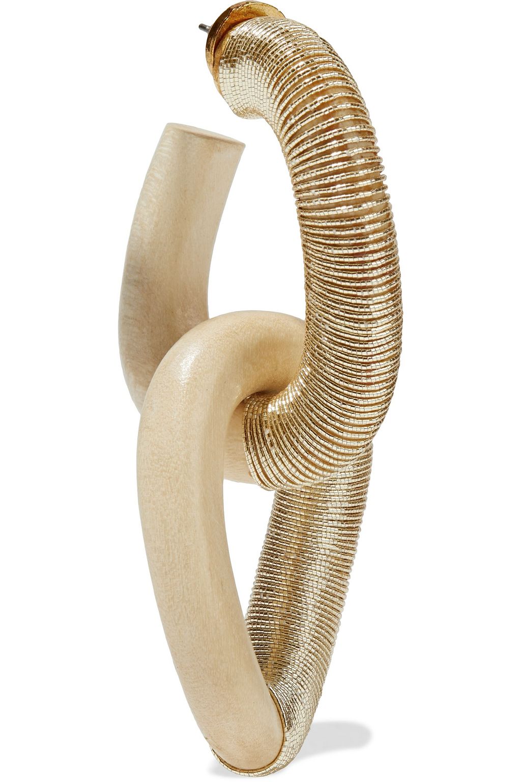 OSCAR DE LA RENTA Wood and metallic cord earrings