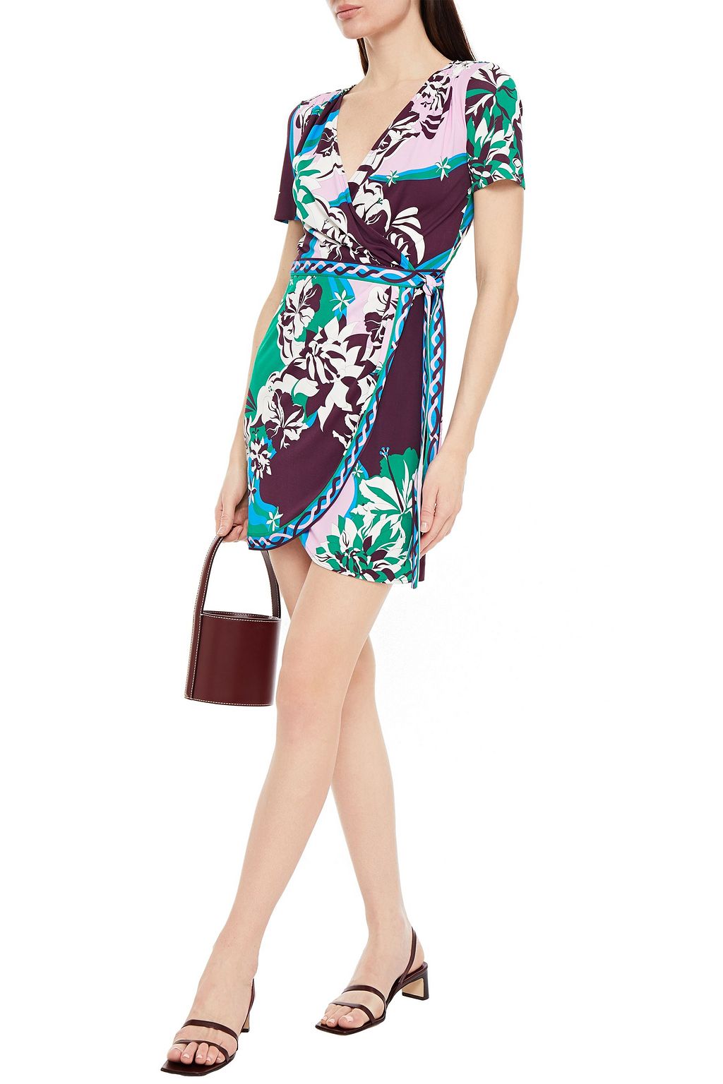 PUCCI Printed jersey mini wrap dress