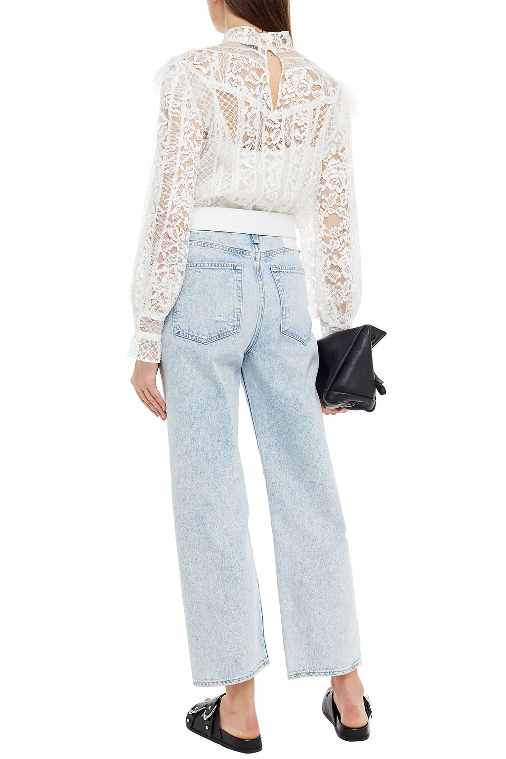 IRO Maya ruffled cotton-blend lace and point d'esprit top
