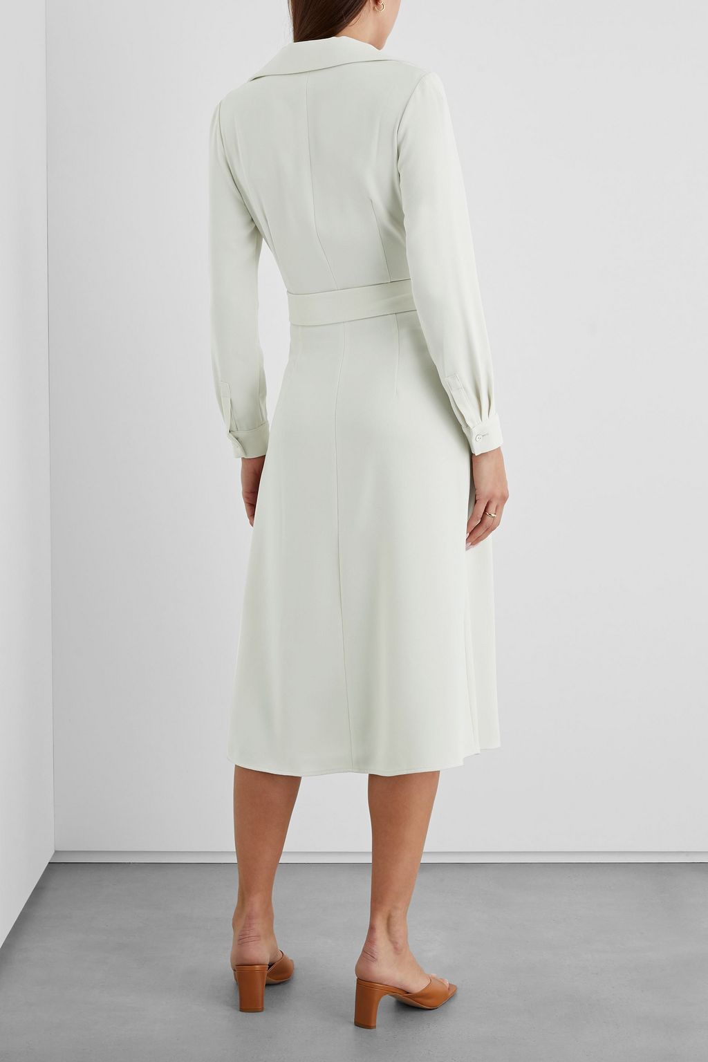 IRIS & INK Bryce belted crepe midi wrap dress