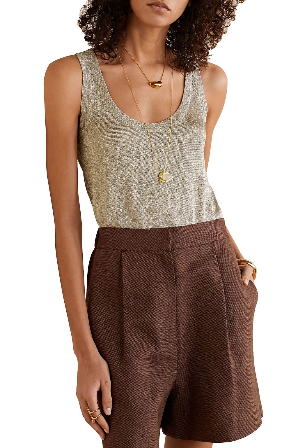 MISSONI Metallic crochet-knit tank
