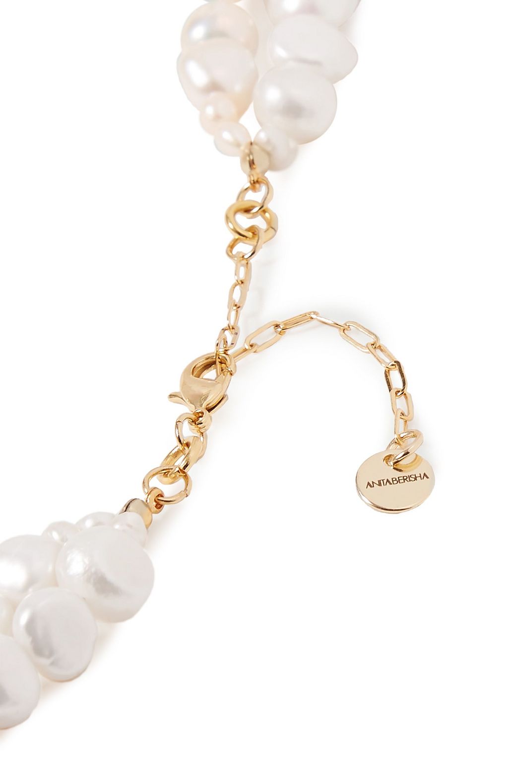 ​ANITA BERISHA Gold-tone, pearl and quartz necklace