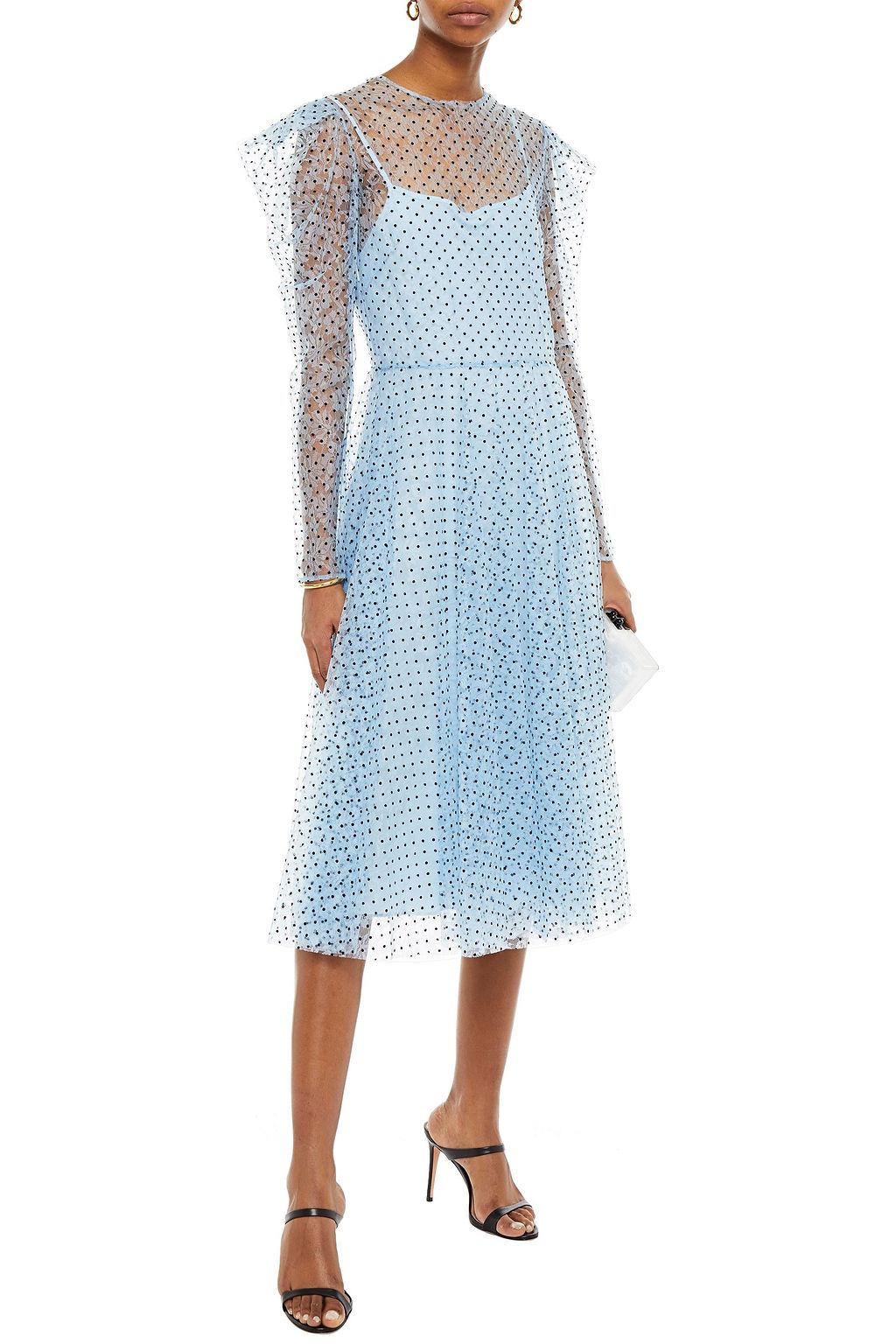PHILOSOPHY DI LORENZO SERAFINI Gathered flocked lace midi dress