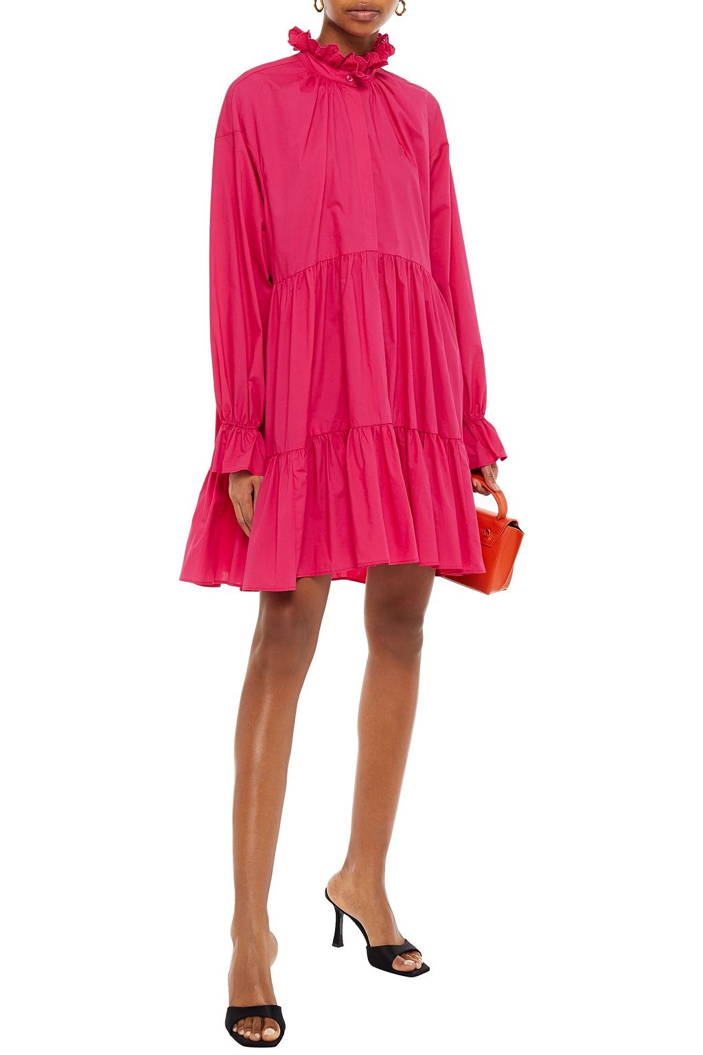 PHILOSOPHY DI LORENZO SERAFINI Broderie anglaise-trimmed cotton-poplin mini dress