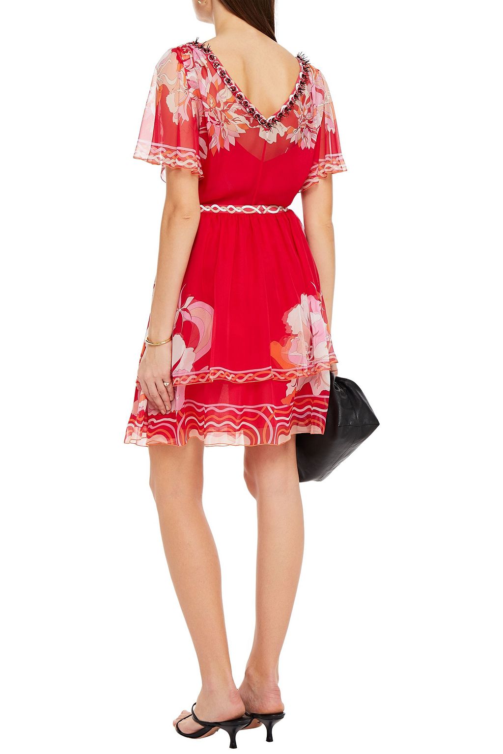 PUCCI Embellished printed silk-georgette mini dress