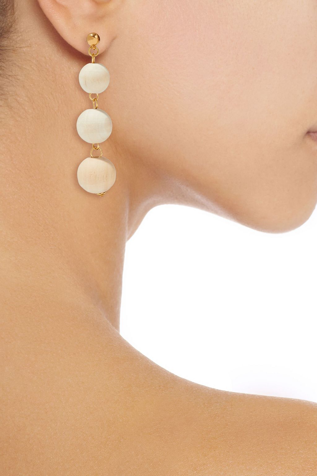 OSCAR DE LA RENTA Gold-tone wood earrings