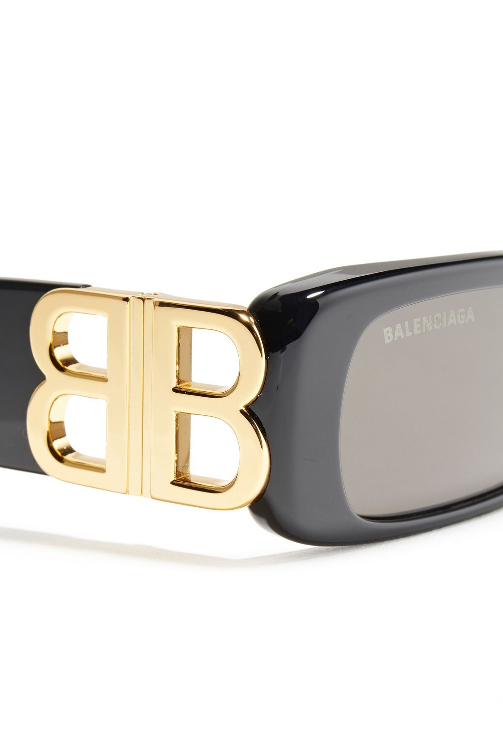 BALENCIAGA Rectangle-frame acetate and gold-tone sunglasses
