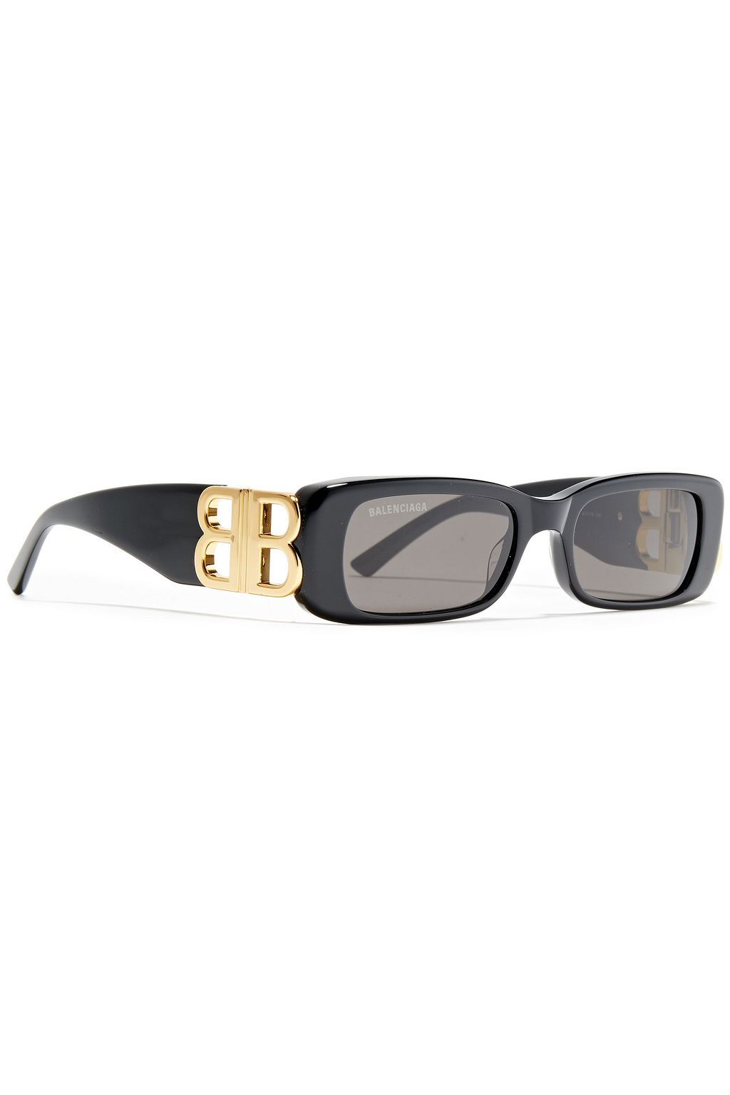 BALENCIAGA Rectangle-frame acetate and gold-tone sunglasses