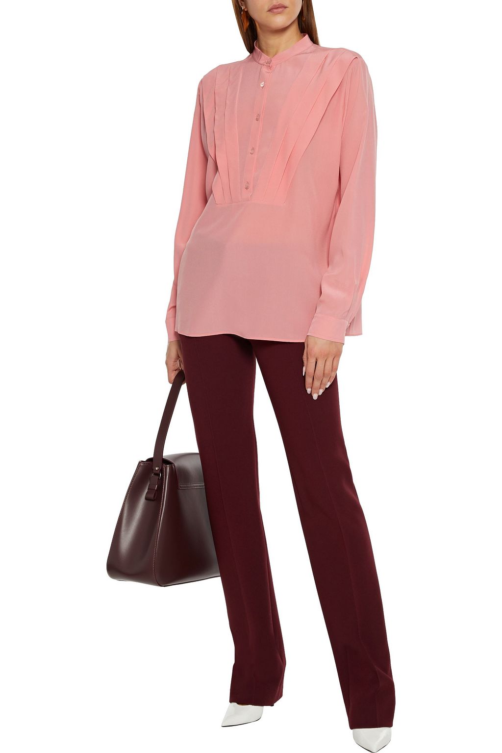 STELLA MCCARTNEY Pintucked silk crepe de chine shirt