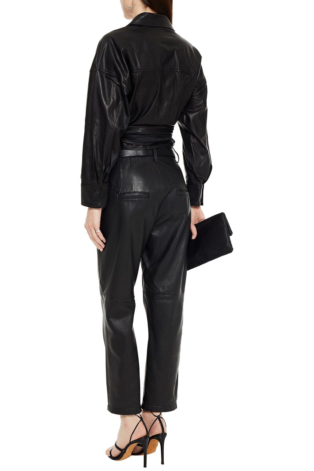 IRO Perlina leather wrap top