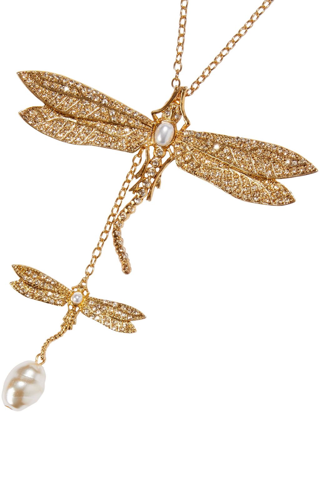 OSCAR DE LA RENTA Gold-tone, faux pearl and crystal necklace