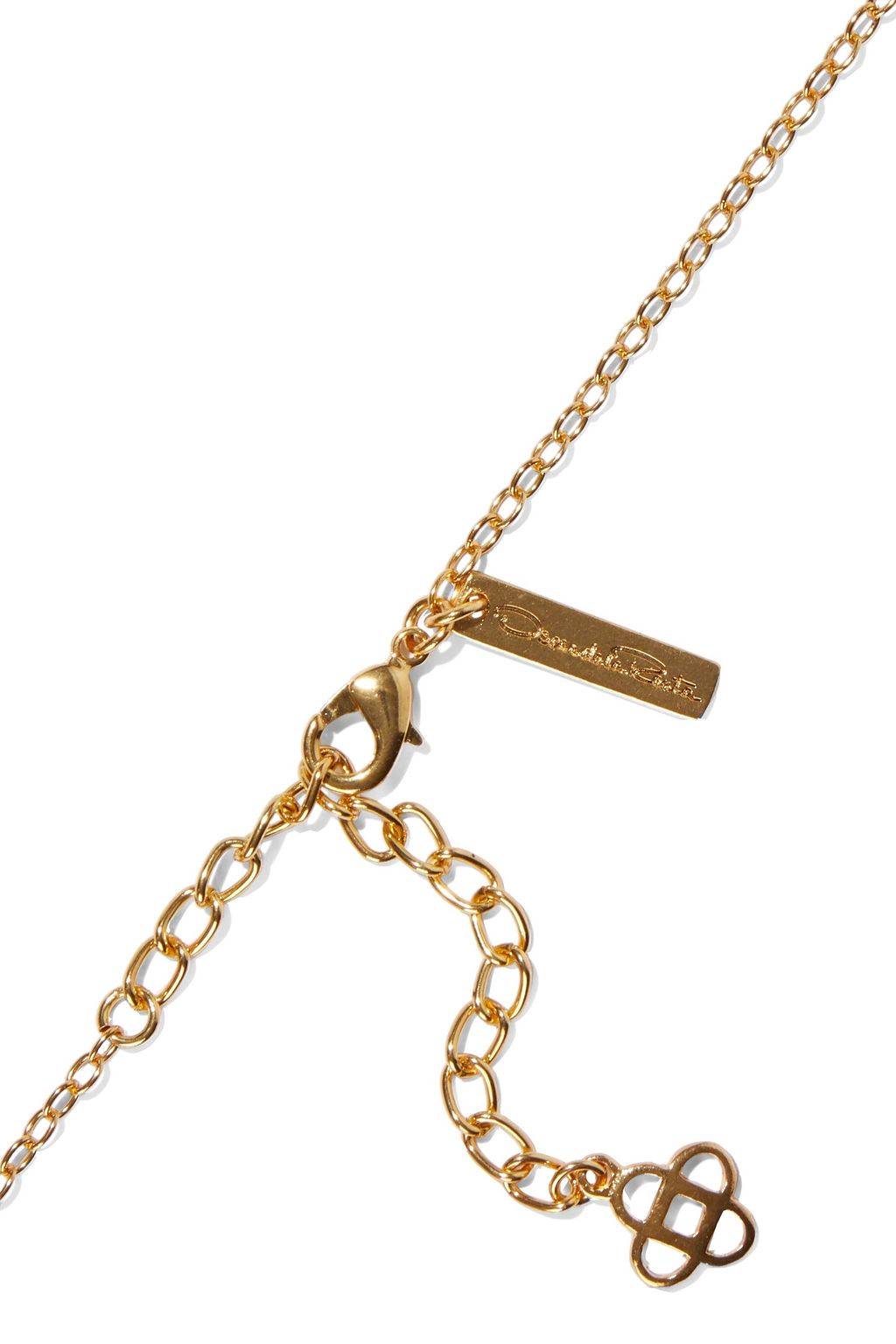 OSCAR DE LA RENTA Gold-tone, faux pearl and crystal necklace