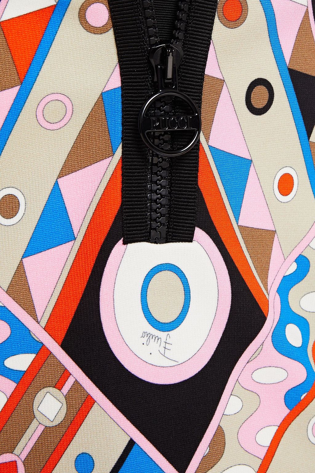 PUCCI فستان قصير من الجيرسي المطبّع برسومات مع أجازء مقصوصة