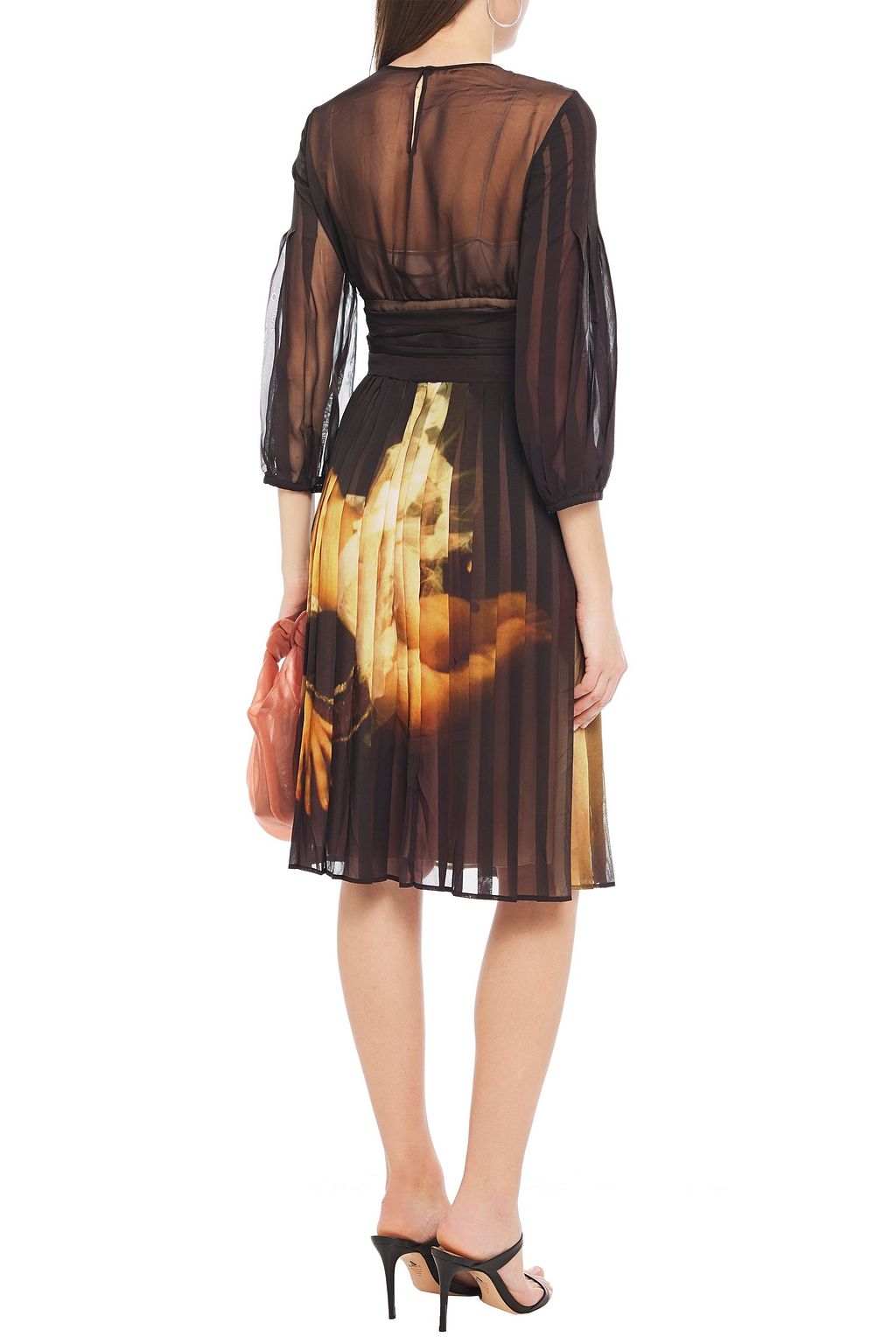 MOSCHINO Printed pleated chiffon midi dress