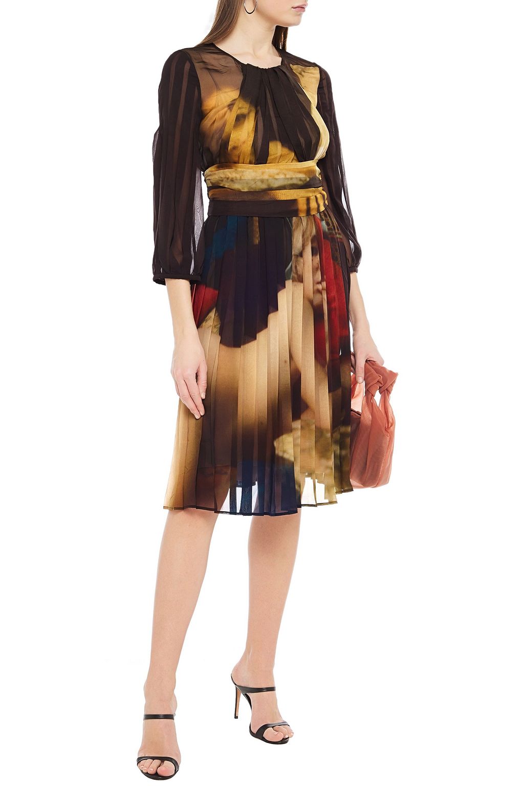 MOSCHINO Printed pleated chiffon midi dress