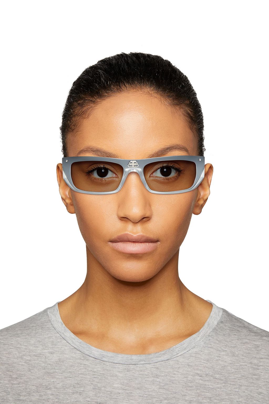 BALENCIAGA Embellished rectangle-frame acetate sunglasses