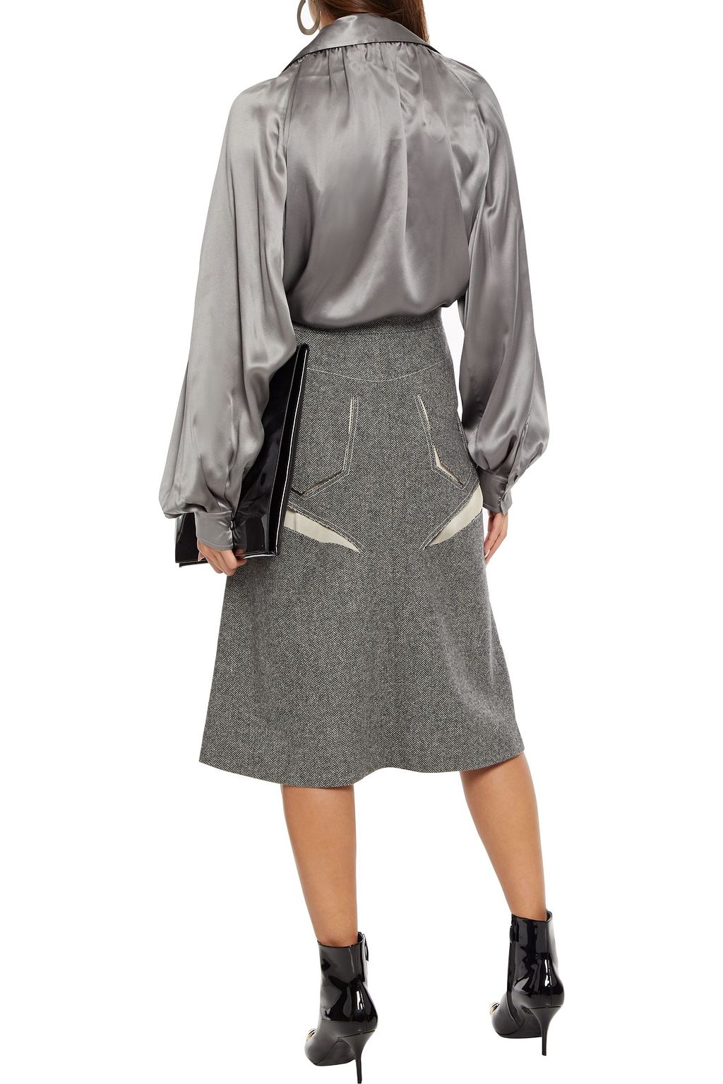 BALENCIAGA Ring-embellished gathered silk-satin blouse