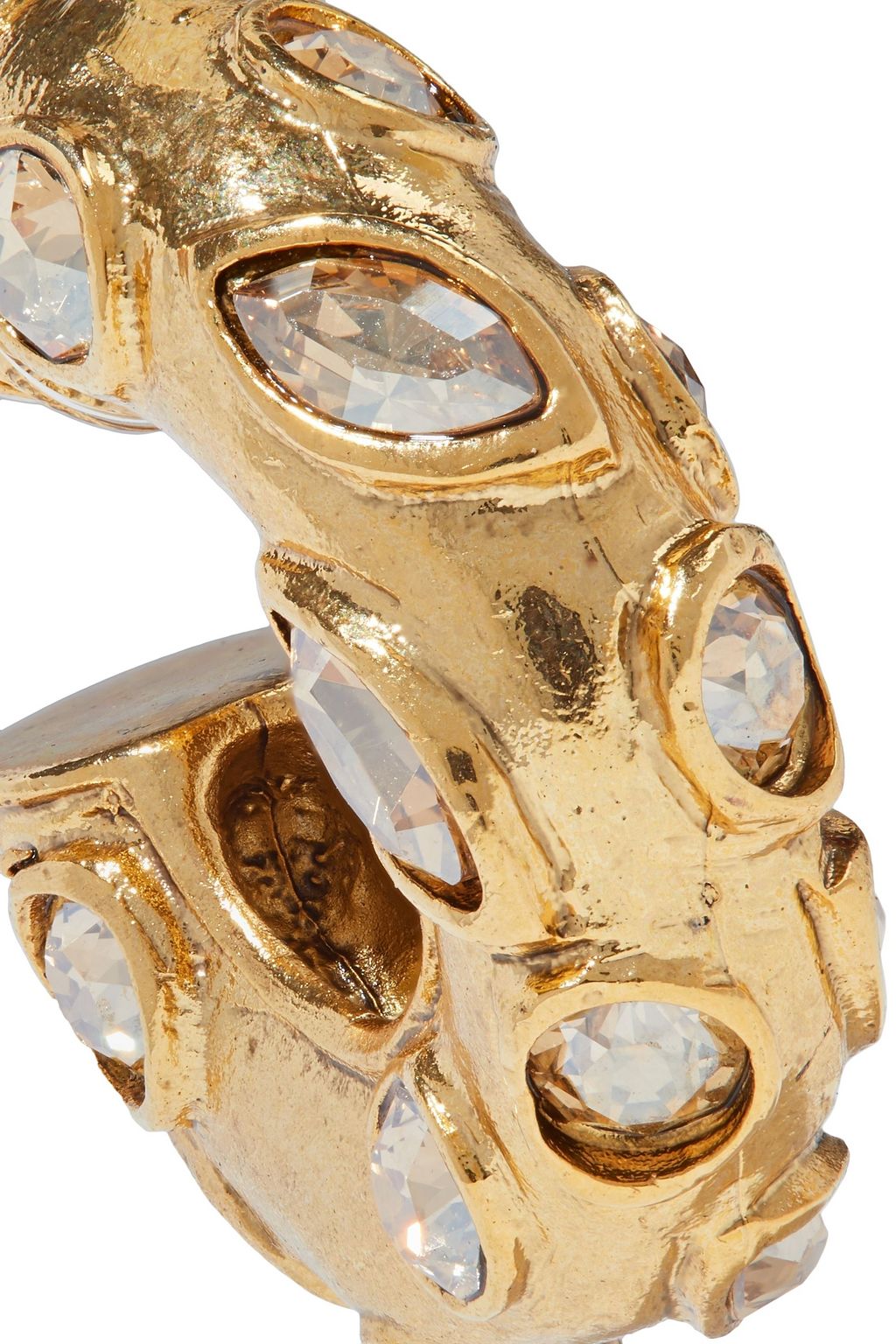 OSCAR DE LA RENTA Gold-tone crystal hoop earrings