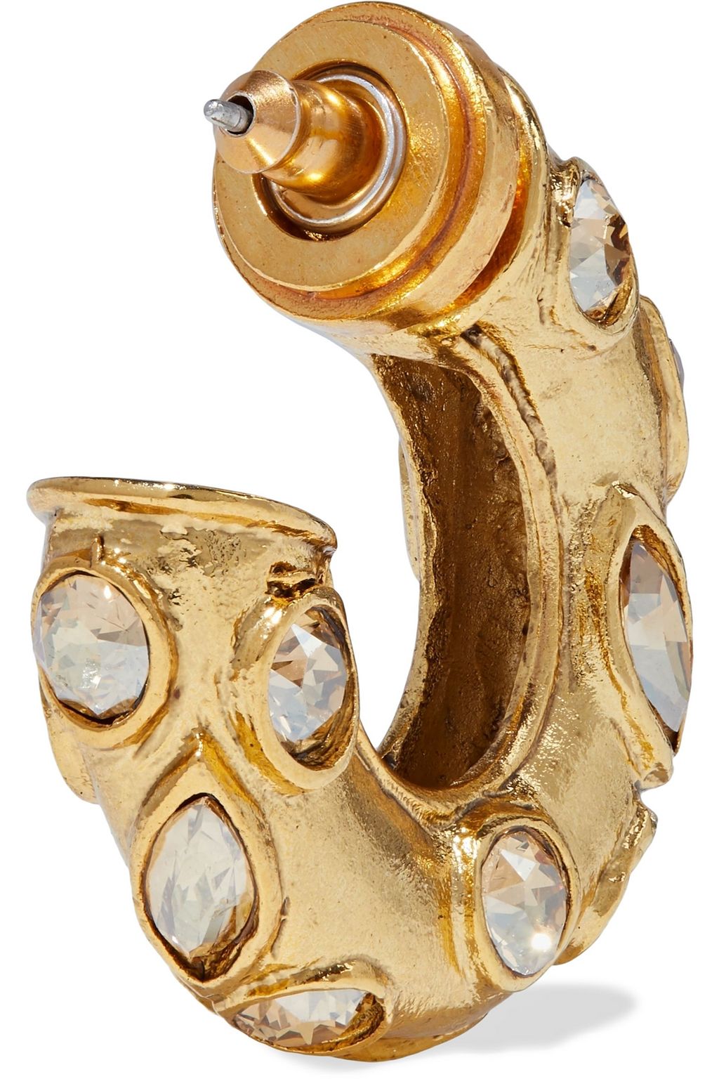 OSCAR DE LA RENTA Gold-tone crystal hoop earrings