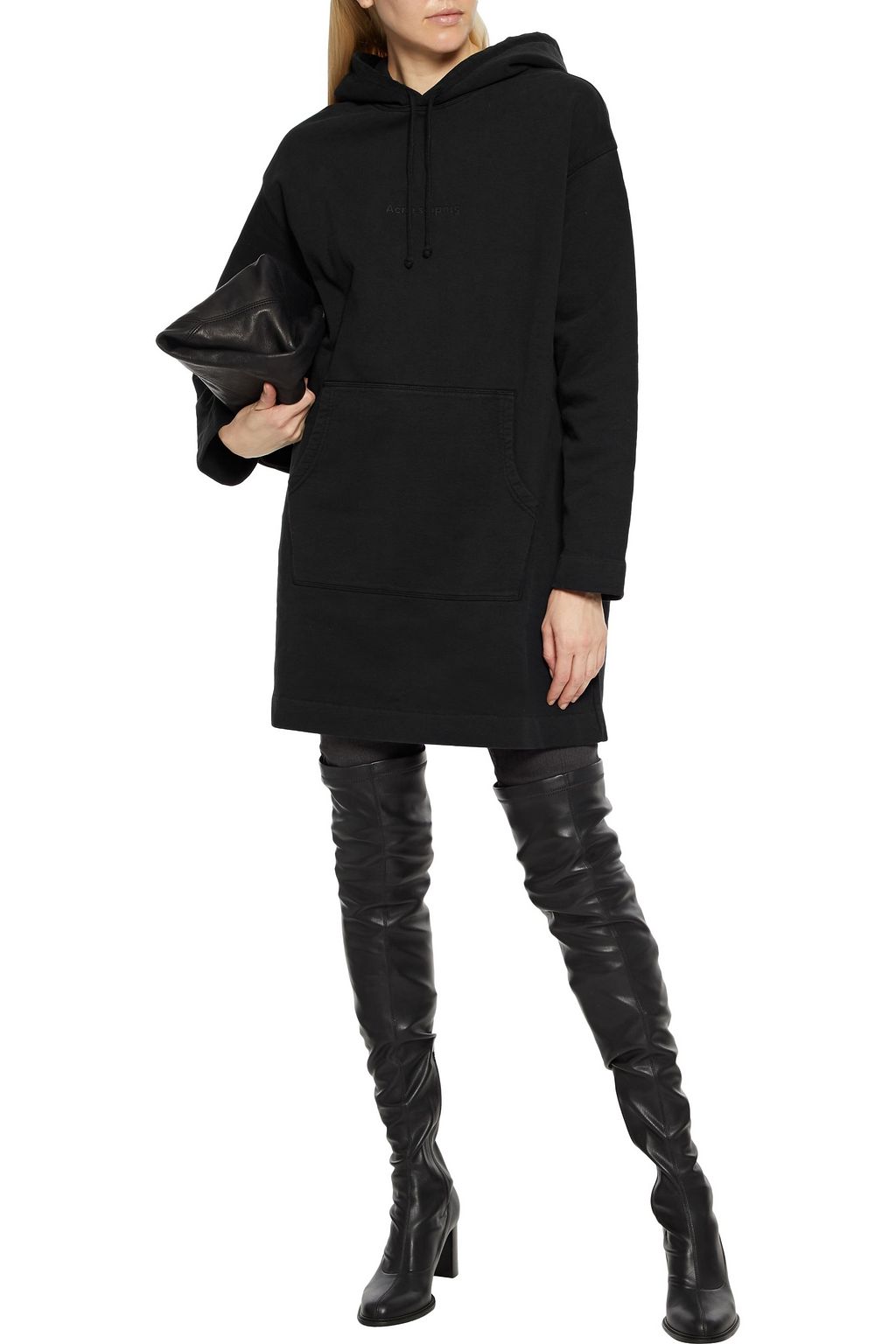 ACNE STUDIOS Logo-embossed French cotton-terry hooded mini dress