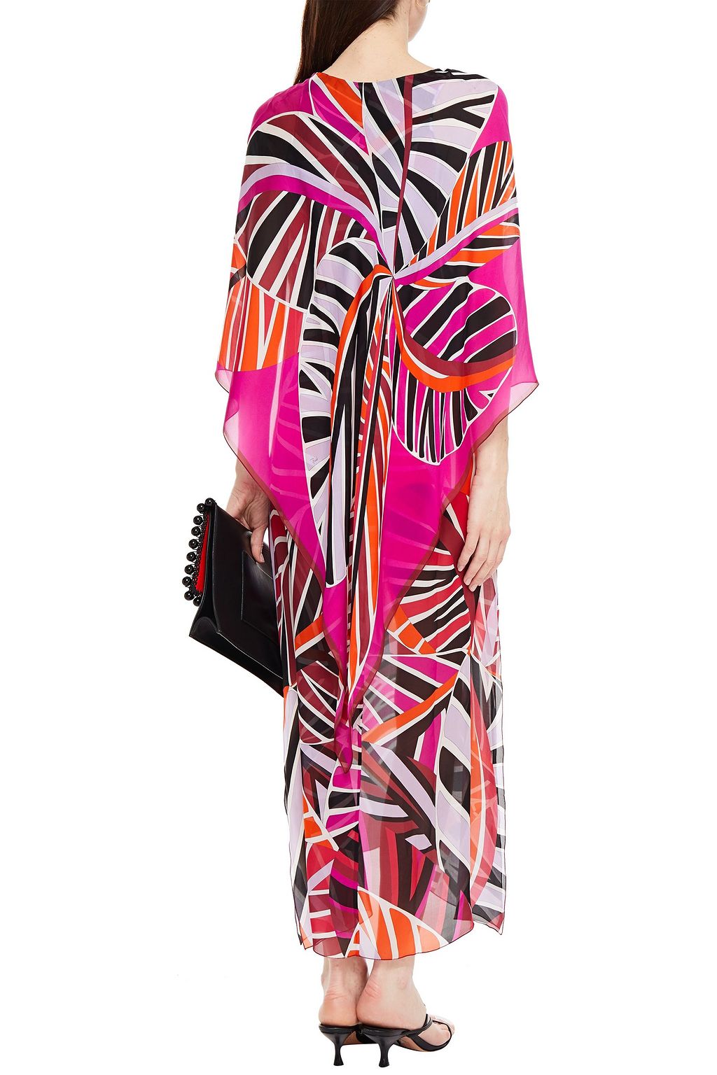 PUCCI Cape-effect printed silk-chiffon maxi dress