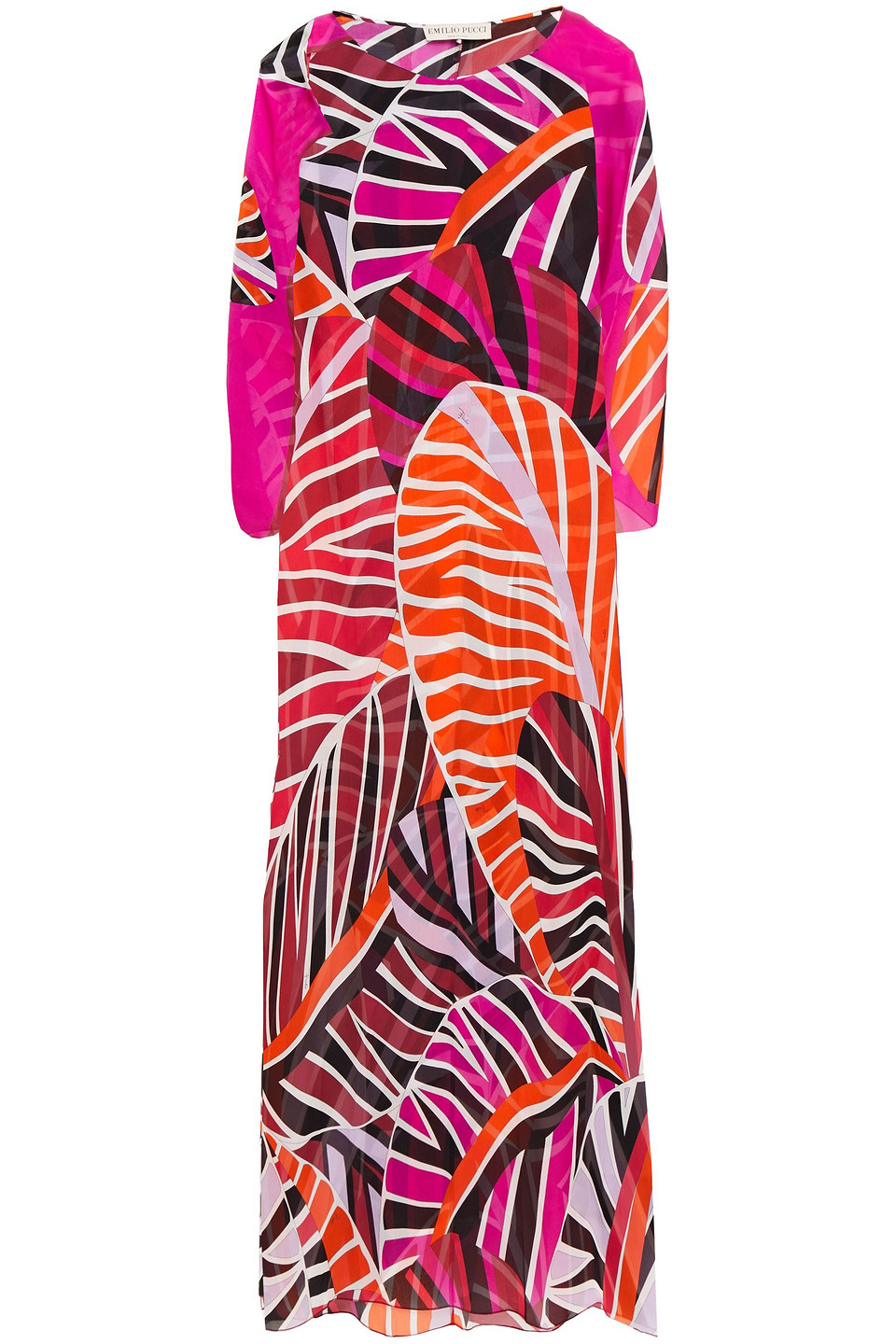 Emilio Pucci Woman Cape-effect Printed Silk-voile Midi Dress Magenta Size 42