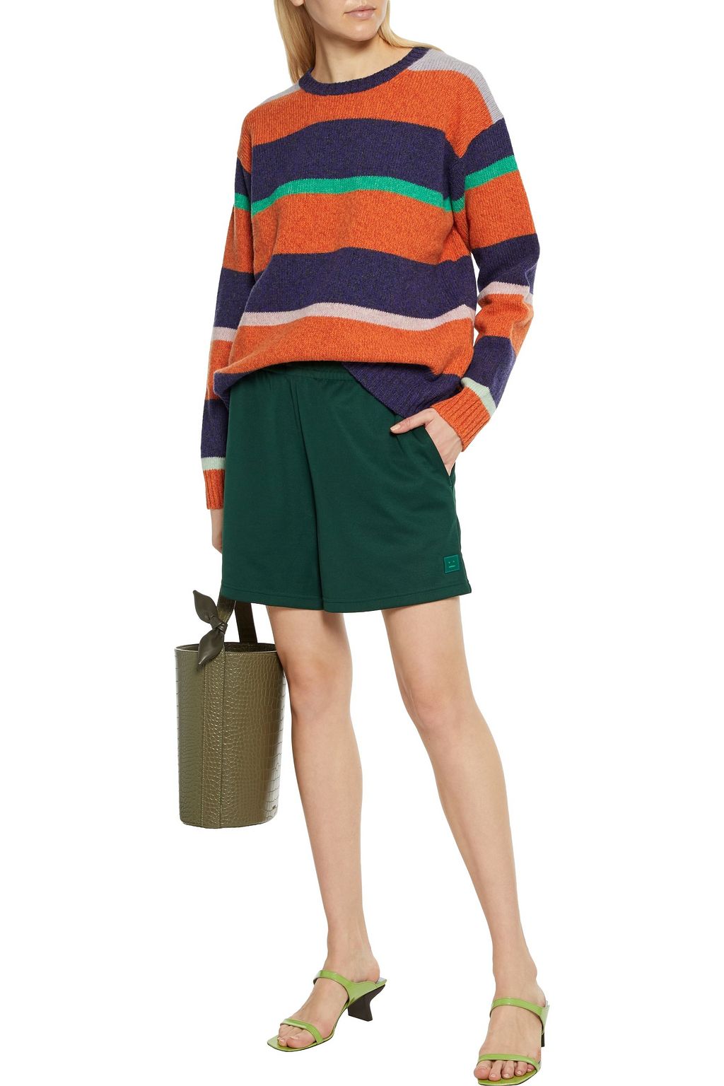 ACNE STUDIOS Emanuel Face appliquéd jersey shorts
