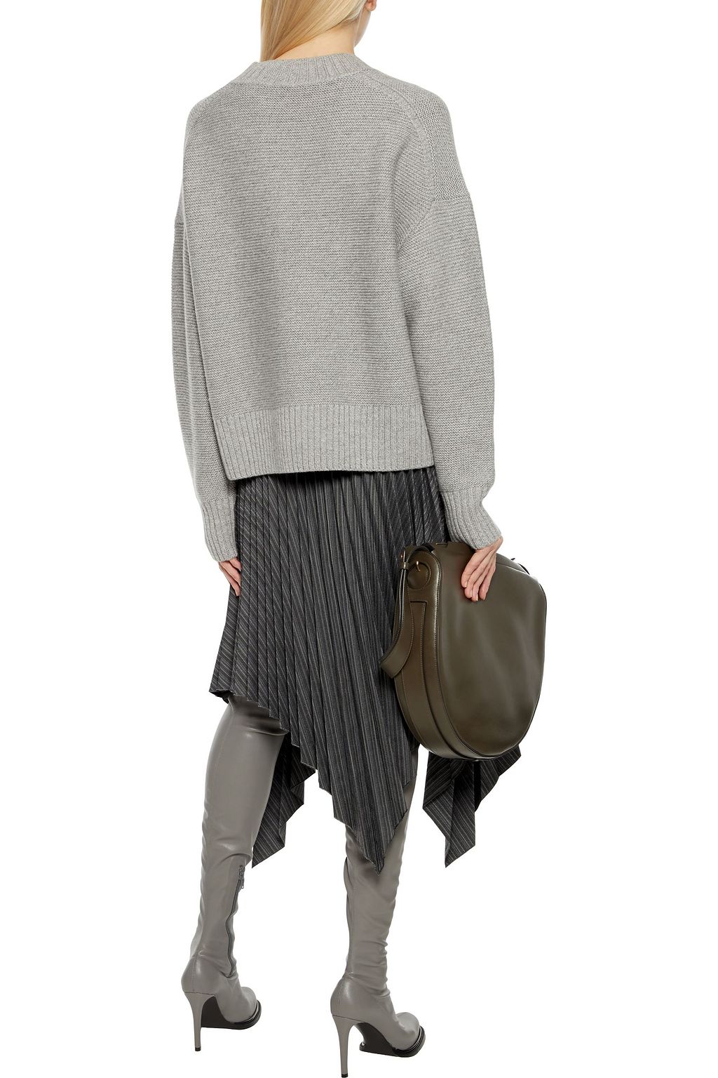 ACNE STUDIOS Ilsie asymmetric pleated wool-blend midi skirt