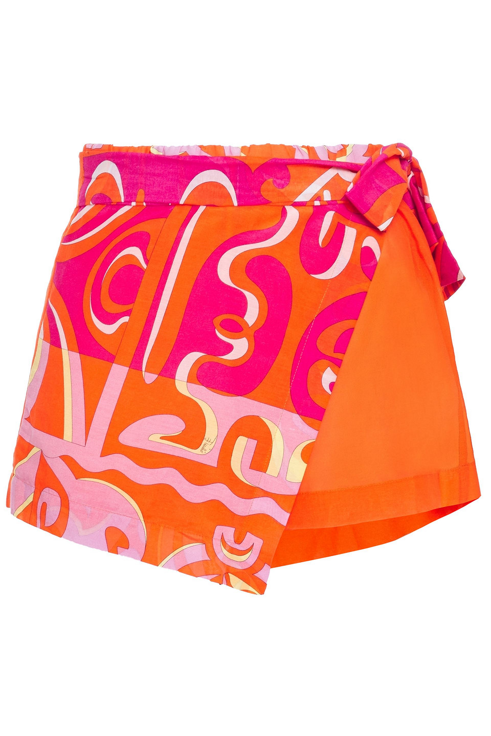 Emilio Pucci Woman Layered Printed Cotton And Silk-blend Shorts Bright Orange Size 38