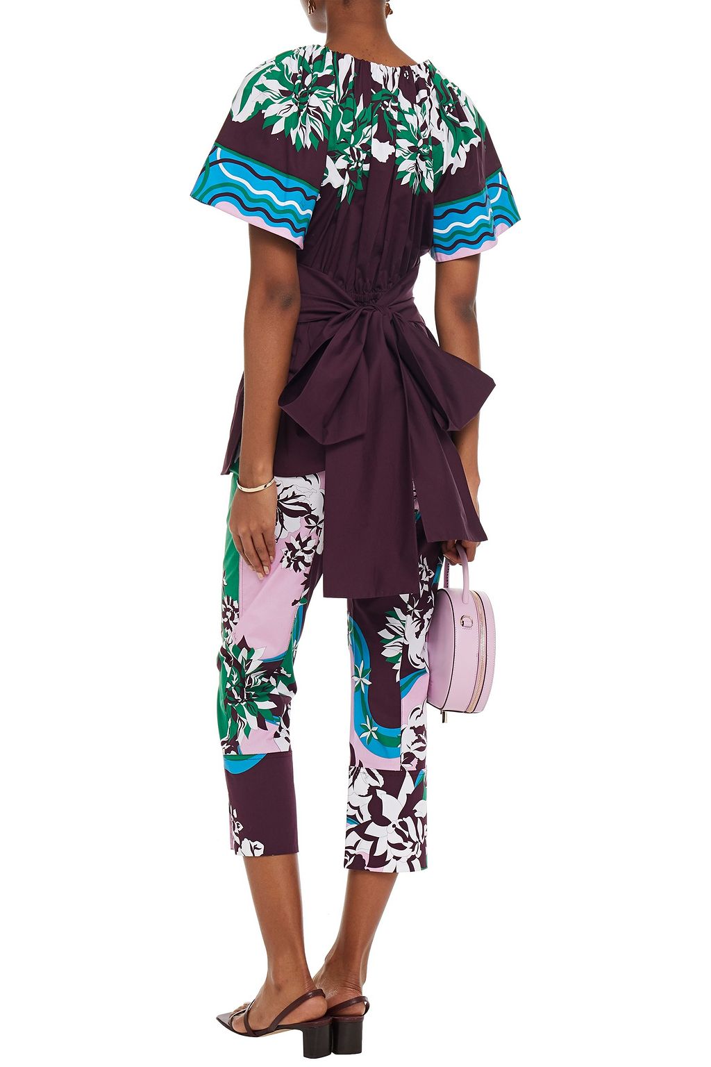 PUCCI Gathered printed cotton-blend blouse