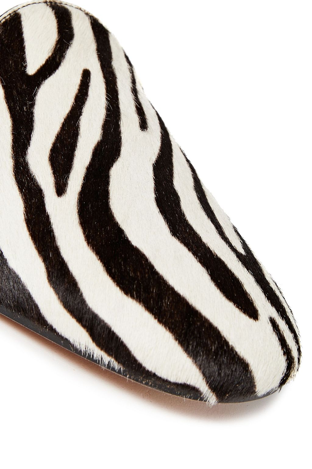 AQUAZZURA Brando zebra-print calf hair slippers