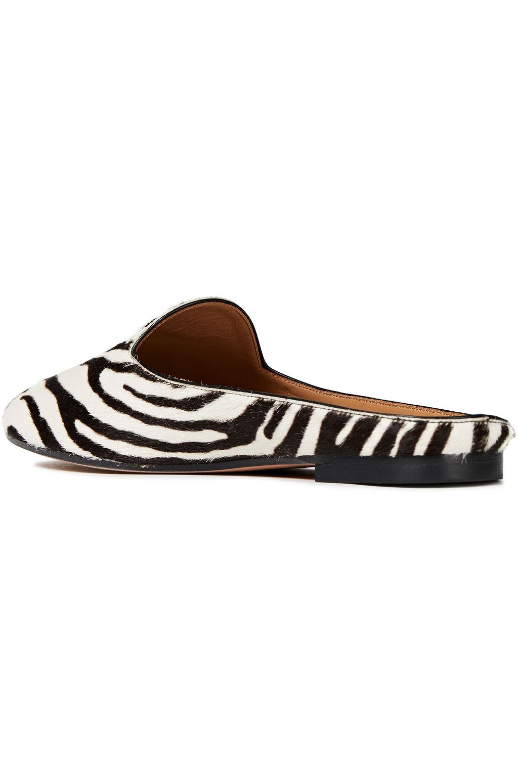 AQUAZZURA Brando zebra-print calf hair slippers
