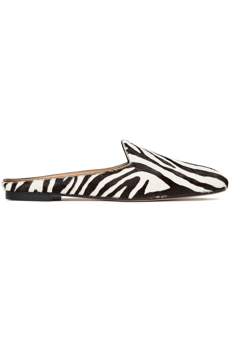 Aquazzura Woman Brando Zebra-print Calf Hair Slippers Ivory Size 36.5