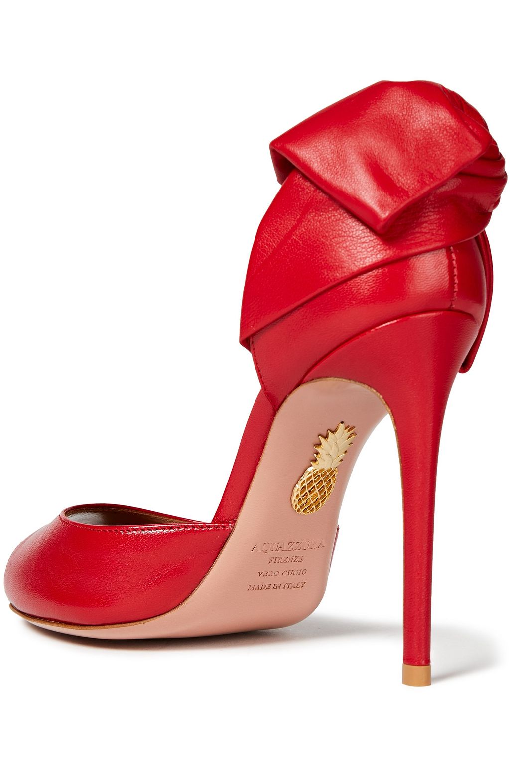 AQUAZZURA Versailles 105 bow-embellished leather pumps