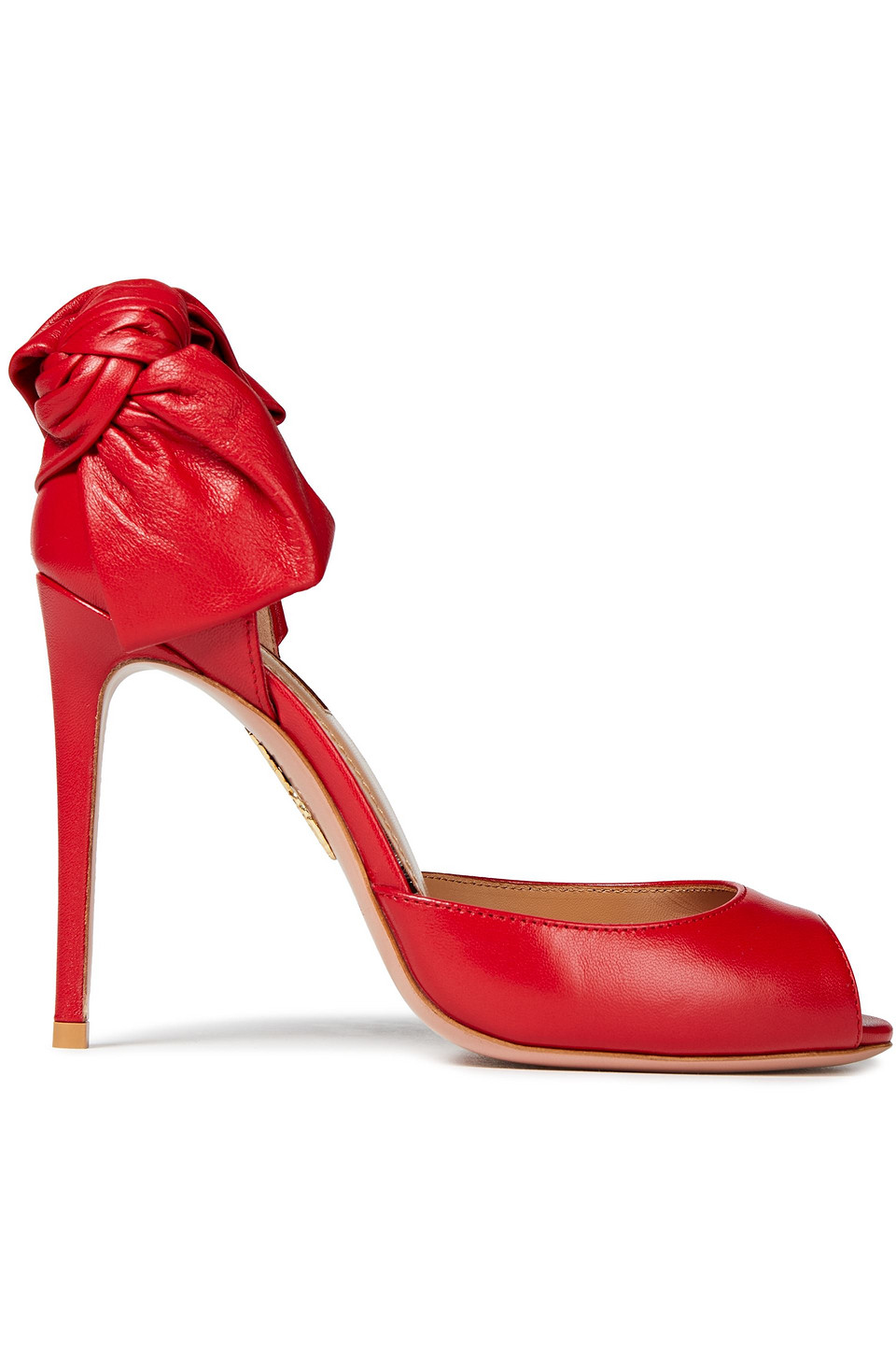 Aquazzura Woman Versailles 105 Bow-embellished Leather Pumps Red Size 36.5