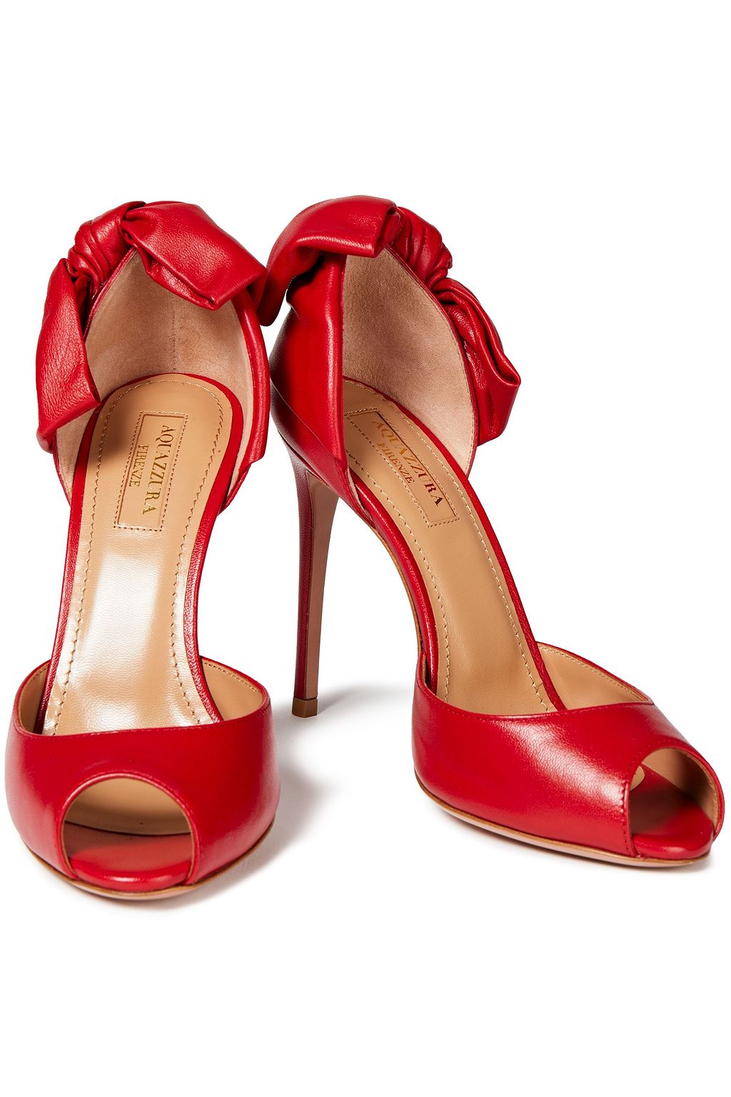 AQUAZZURA Versailles 105 bow-embellished leather pumps