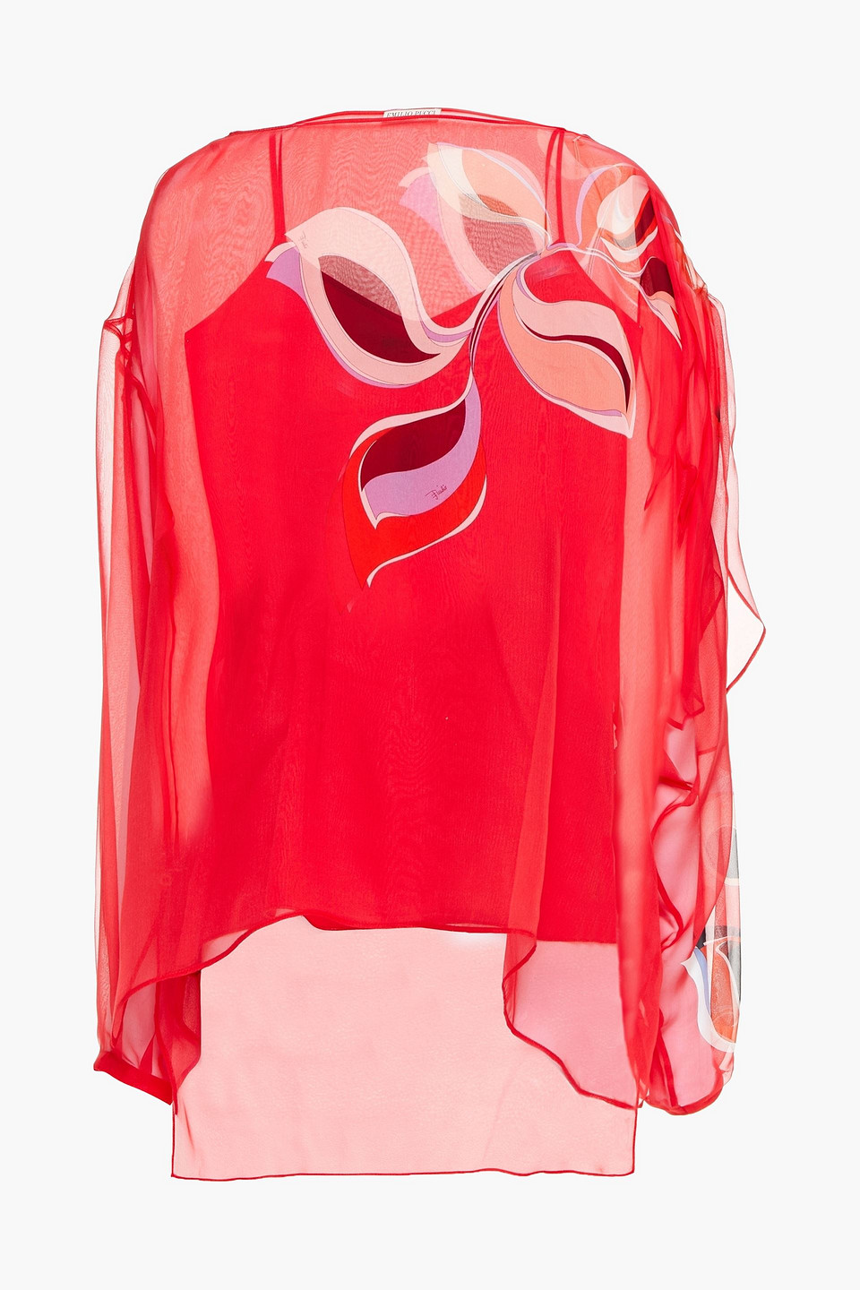 pucci - draped printed silk-blend voile blouse - red - it 38