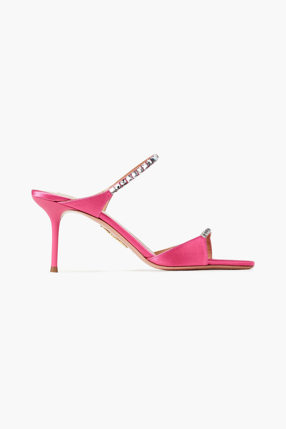 Aquazzura Woman Diamante 75 Crystal-embellished Satin Mules Fuchsia Size 35
